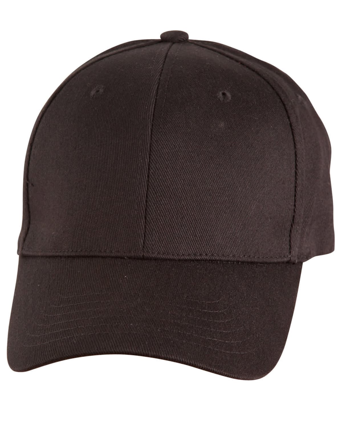 Black baseball cap on a white background.