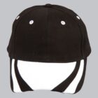 Black and white cap with a geometric pattern on the brim.