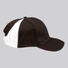 Black and white baseball cap on a gray background.