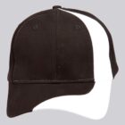 Black and white baseball cap with a curved visor.