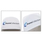 White headrest covers with PromoCollection logo and blue design.
