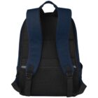 Navy blue backpack shown from the back, with padded straps and mesh back panel.