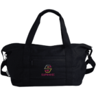 Black duffel bag with handles, a front pocket, and a colorful SUPRANIC logo.