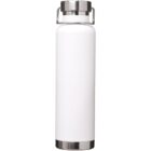 A white stainless steel water bottle with a silver lid and base.