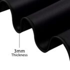 Black wavy fabric showing 3mm thickness.