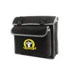 Black tool bag with a Hard Work logo featuring a fist holding a wrench.