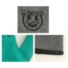 Gray gloves with logo, green textured grip, and black trim detail.