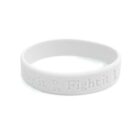 White bracelet with Say it Fight it and ribbon symbol embossed.