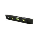 Black spirit level with green vials and Bond University text.