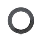 Black, textured circular frame with a reflective surface, viewed from above.