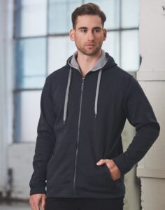 Men's  Contrast Fleece Hoodies With Zip