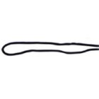 A simple black looped string on a plain white background.