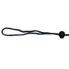 Black lanyard with adjustable sliding bead on a white background.