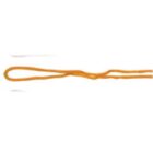 Orange shoelace with a loop on a white background.