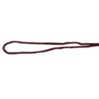 A thin, dark brown shoelace looped on a white background.