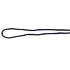 Black looped rubber band on a white background.