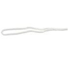 White rope with a loop at one end against a plain background.