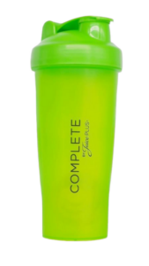 Custom branded bright green protein shaker bottle