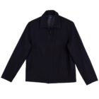 Black zip-up jacket with a collar, displayed against a white background.