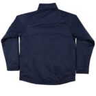 Navy blue jacket with a high collar, viewed from the back.