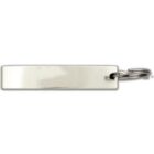 A plain rectangular silver keychain with a keyring attached on the right side.