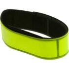 A reflective yellow safety armband with a black inner lining.