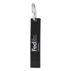 Black FedEx Services keychain with a silver keyring, viewed from the front.