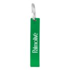 Green keychain with Palmolive written vertically in white text.