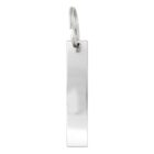 Rectangular silver metal keychain with a flat, shiny surface and a circular keyring.