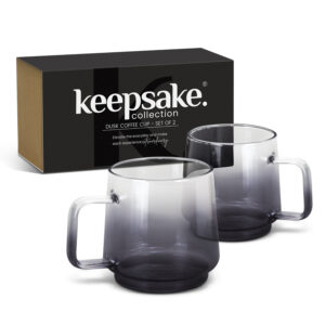 Promotional reusable cups that comes with a black personalised box with company logo