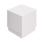 A plain white square gift box with a fitted lid on a white background.