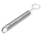 Silver metal keychain pill holder tube with Uptime engraved on the side.