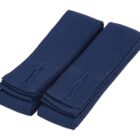 Two neatly folded navy blue cloth belts with stitched loops, placed side by side.
