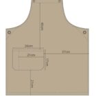 Diagram of an apron with measurements, featuring a pocket on the front.