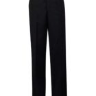 Black dress pants with a button closure and straight legs, displayed on a white background.