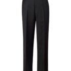 Dark gray tailored dress pants on a white background.