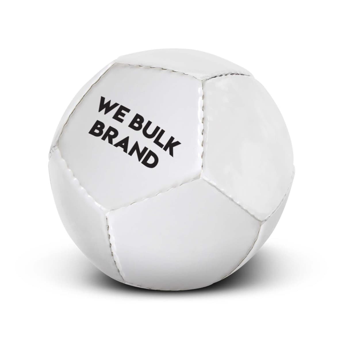 A white soccer ball with the text WE BULK BRAND printed in bold black letters on its surface. The ball is placed against a plain white background.