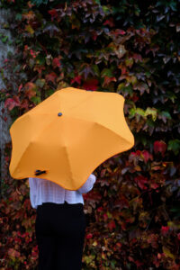 Orange folding umbrella