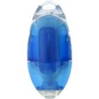 Blue and clear plastic oval device, possibly a small container or dispenser.