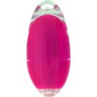 Pink and clear plastic oval-shaped USB drive with a hole at the top for attaching a keychain.