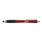 Red and black retractable pen with KTM branding and a silver clip.