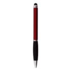 Red and black pen with a stylus tip on one end and a ballpoint on the other end.