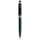 Green pen with silver clip and MABC printed vertically in black on the barrel.
