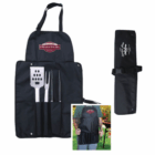 Promotional BBQ Master Chef Set with apron, utensils, and case—ideal for grilling experts.