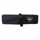 Black knife roll with buckle, from our Promotional BBQ Master Chef Set, white logo on front.