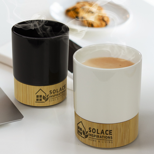 Black and White Coffee Cups with printed company logo