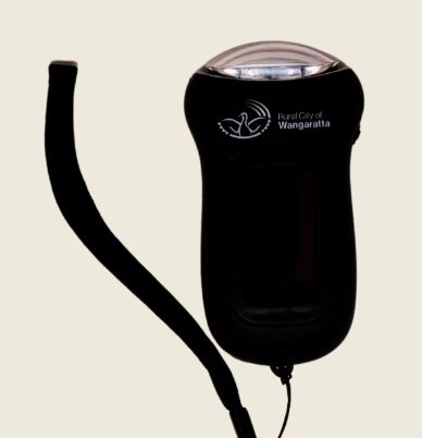 branded dynamo lights with logo printed on it.