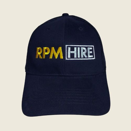 branded eco cap with embroidered logo on it.