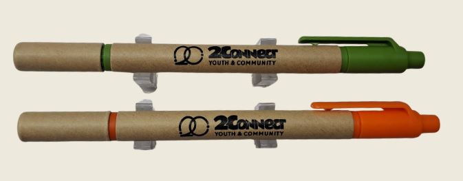 two branded highlighters, labeled 2Connect Youth & Community.