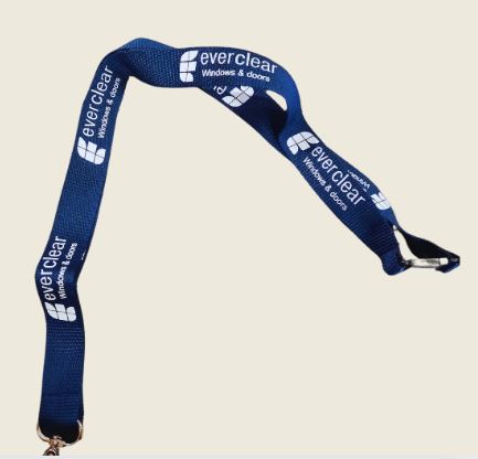 branded lanyard printed with a logo.